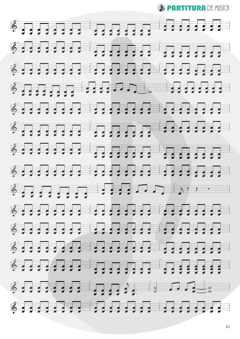 Partitura de musica de Guitarra Elétrica - I Need You Tonight | ZZ Top | Eliminator 1983 - pag 2