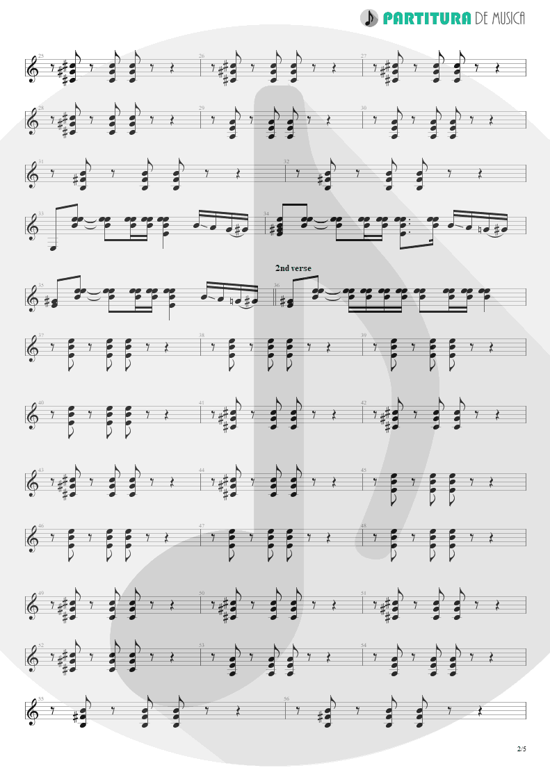 Partitura de musica de Guitarra Elétrica - Legs | ZZ Top | Eliminator 1983 - pag 2