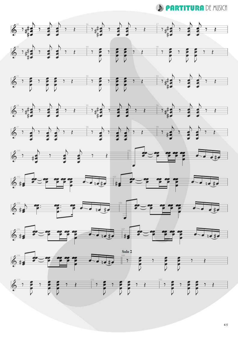 Partitura de musica de Guitarra Elétrica - Legs | ZZ Top | Eliminator 1983 - pag 4