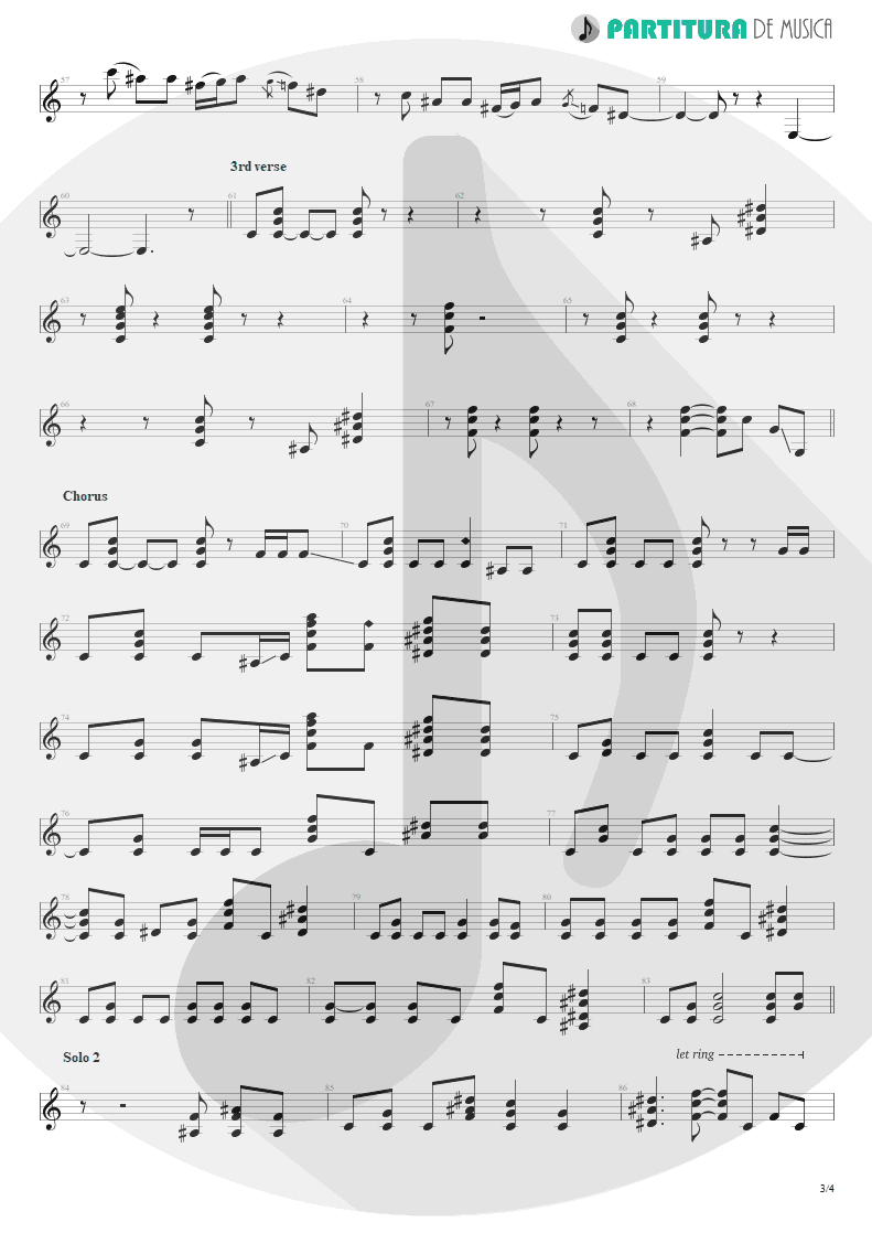 Partitura de musica de Guitarra Elétrica - Give It Up | ZZ Top | Recycler 1990 - pag 3