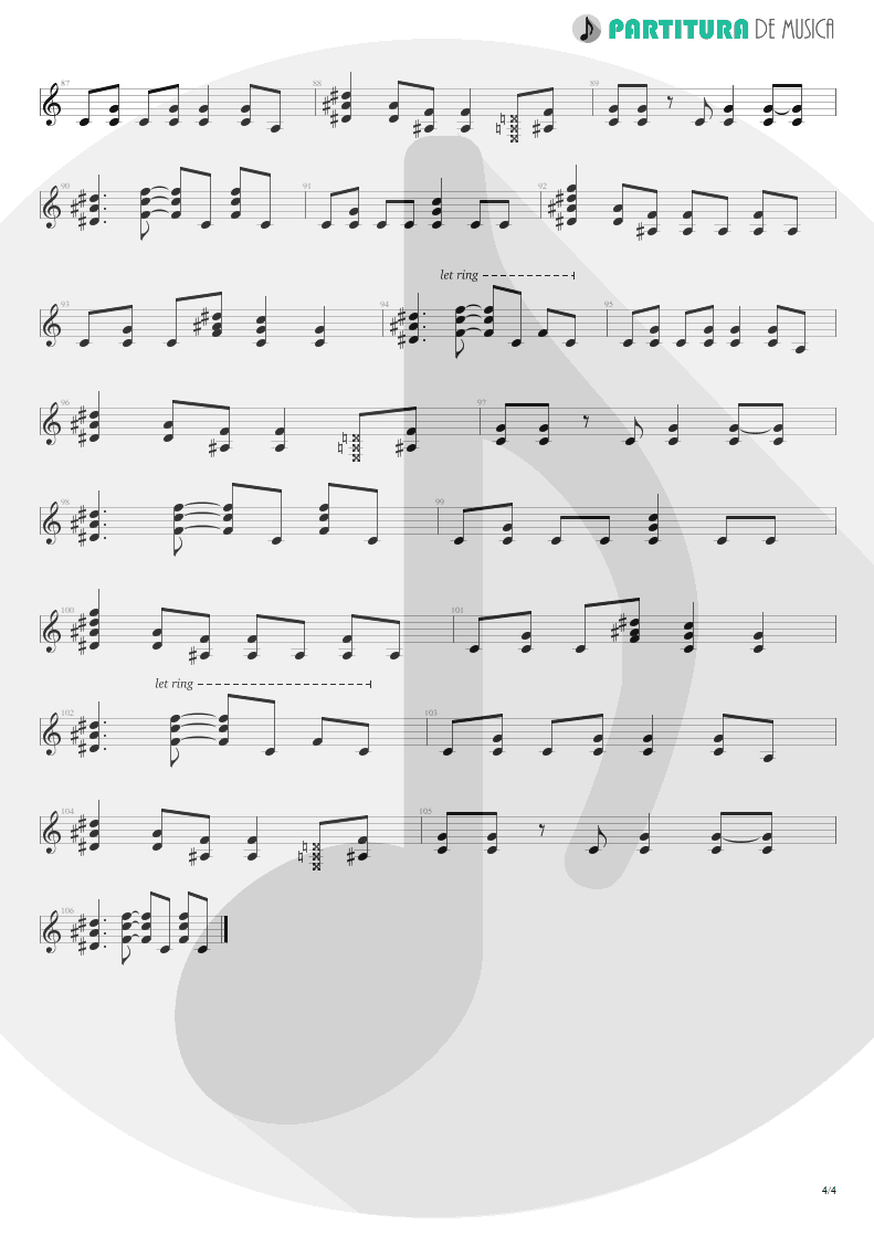 Partitura de musica de Guitarra Elétrica - Give It Up | ZZ Top | Recycler 1990 - pag 4